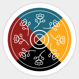 Mashkiki Ditibinigan Medicine Wheel with Flowers WAWEZHI CANADA Sticker